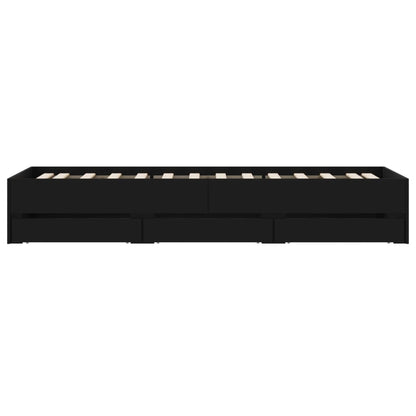 Giroletto con Cassetti Nero 100x200 cm in Legno Multistrato | homemem39