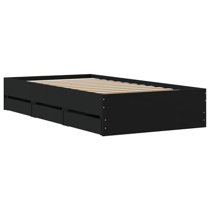 Giroletto con Cassetti Nero 100x200 cm in Legno Multistrato | homemem39