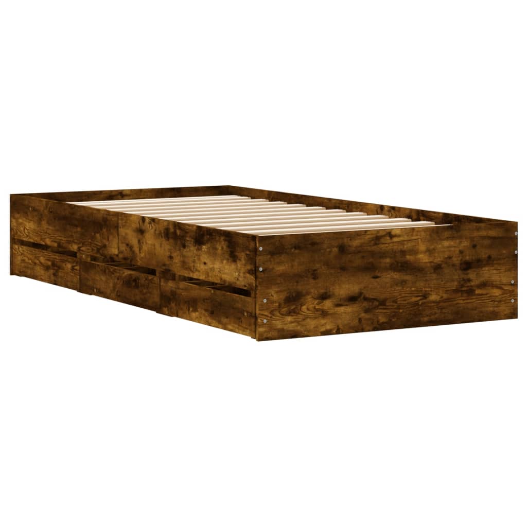 Giroletto con Cassetti Rovere Fumo 100x200 cm Legno Multistrato | homemem39