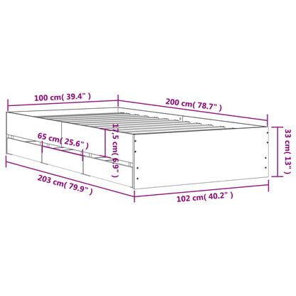 Giroletto Cassetti Grigio Sonoma 100x200 cm Legno Multistrato | homemem39