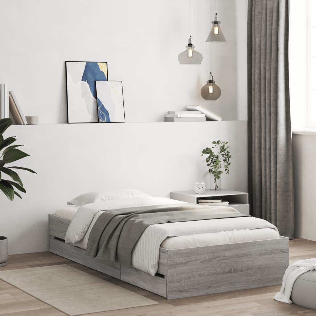 Giroletto Cassetti Grigio Sonoma 100x200 cm Legno Multistrato | homemem39