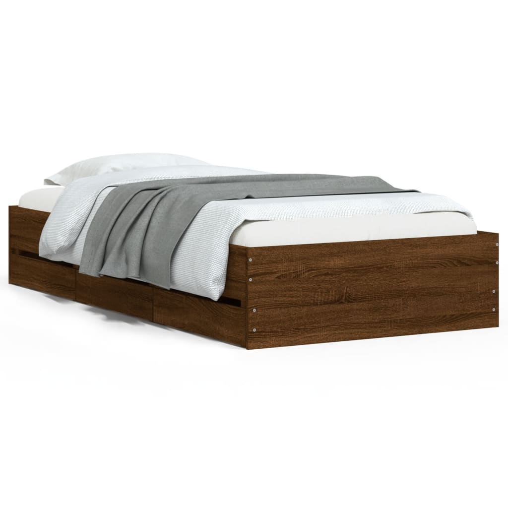 Giroletto Cassetti Rovere Marrone 100x200 cm Legno Multistrato | homemem39
