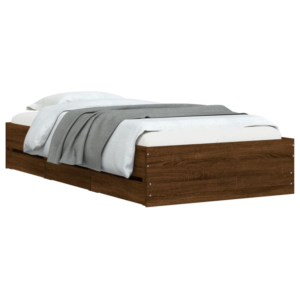 Giroletto Cassetti Rovere Marrone 100x200 cm Legno Multistrato | homemem39