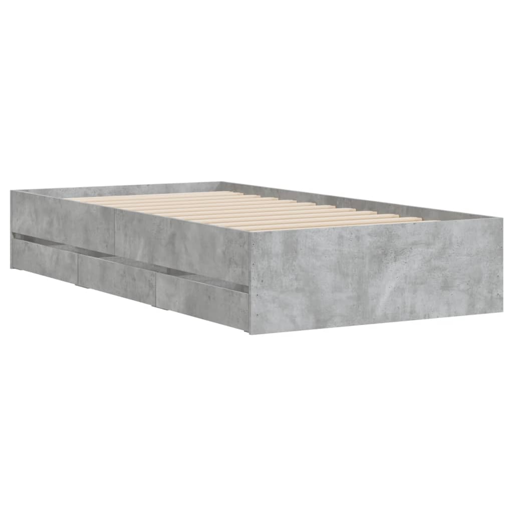 Giroletto Cassetti Grigio Cemento 90x200 cm Legno Multistrato