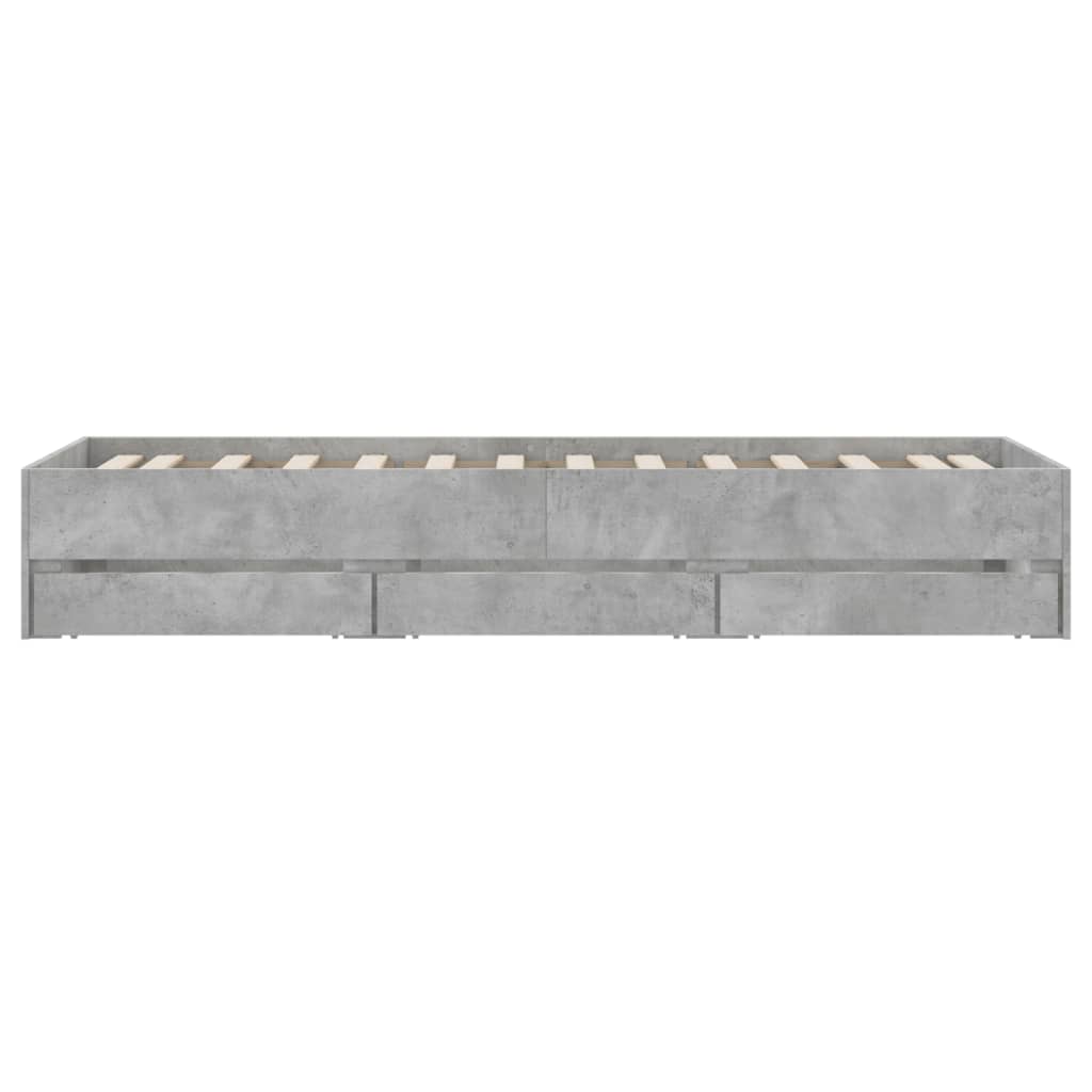 Giroletto Cassetti Grigio Cemento 90x200 cm Legno Multistrato