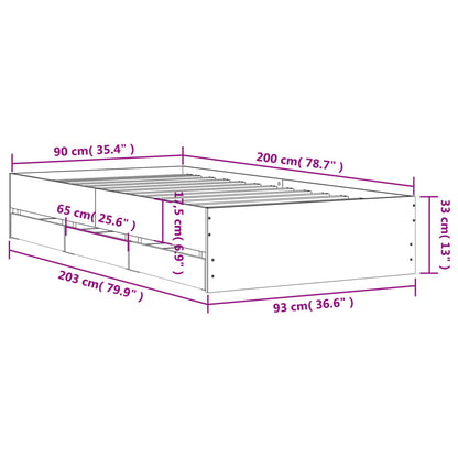 Giroletto Cassetti Grigio Cemento 90x200 cm Legno Multistrato