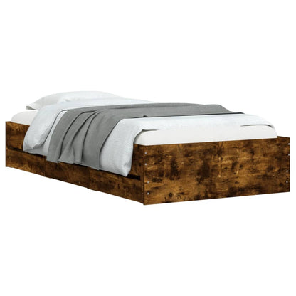 Bed frame with drawers Smoked Oak 90x200 cm Plywood