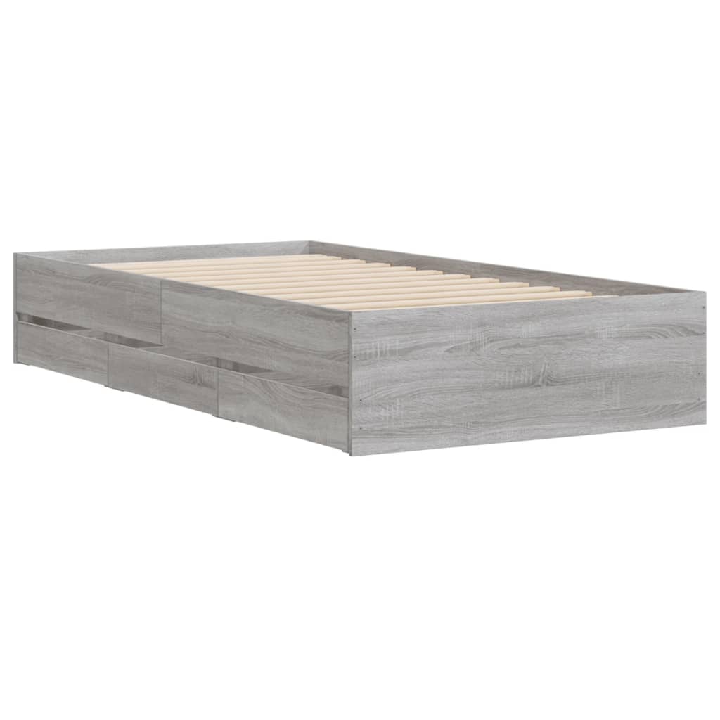 Giroletto Cassetti Grigio Sonoma 90x200 cm Legno Multistrato