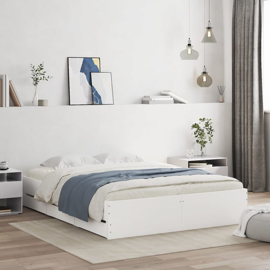 Giroletto con Cassetti Bianco 140x190 cm in Legno Multistrato | homemem39