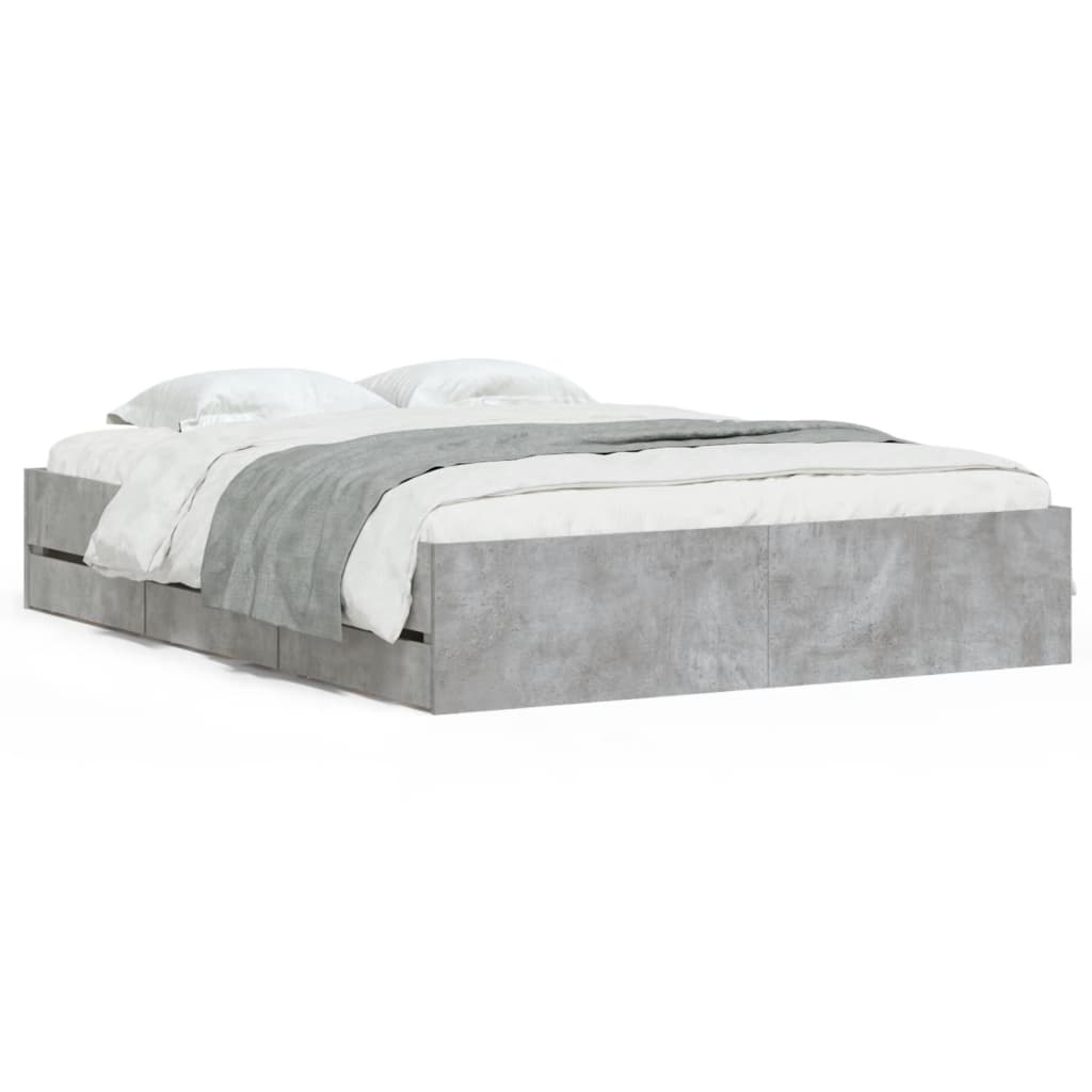 Giroletto Cassetti Grigio Cemento 140x190 cm Legno Multistrato | homemem39