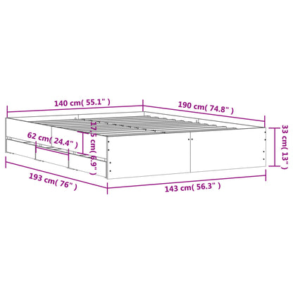 Giroletto Cassetti Grigio Cemento 140x190 cm Legno Multistrato | homemem39