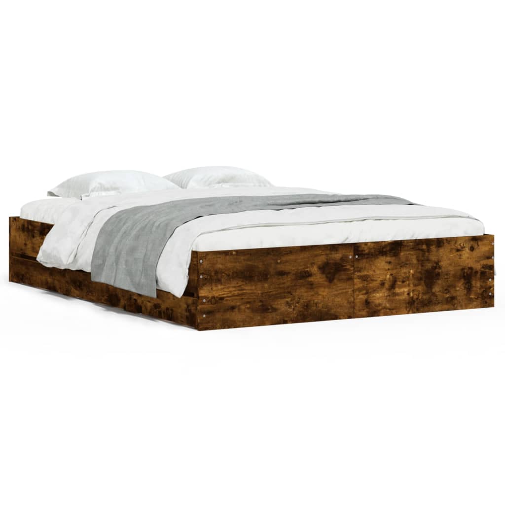 Giroletto con Cassetti Rovere Fumo 140x190 cm Legno Multistrato | homemem39