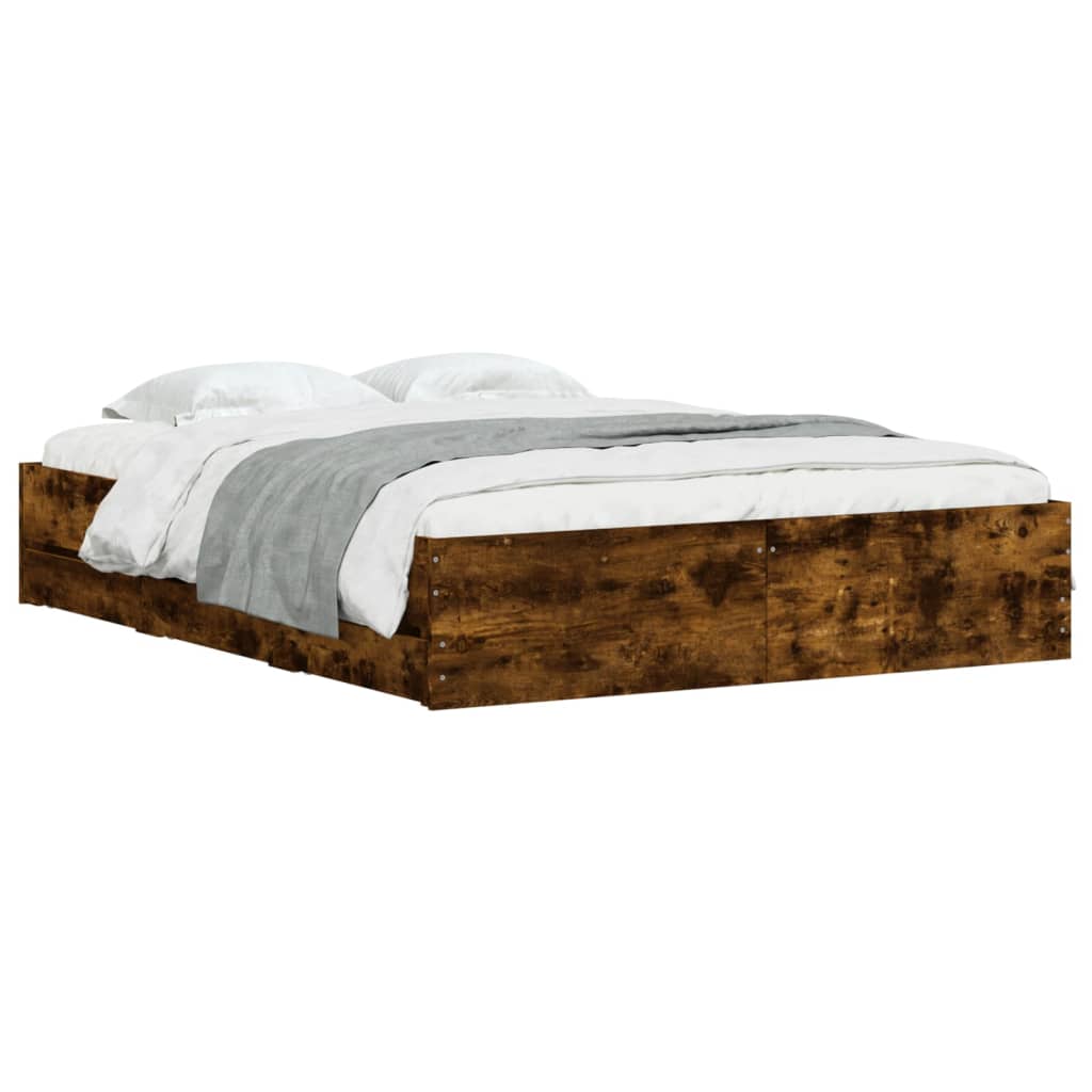 Giroletto con Cassetti Rovere Fumo 140x190 cm Legno Multistrato | homemem39