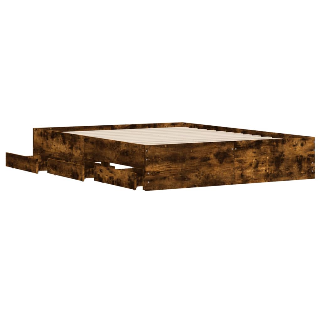 Giroletto con Cassetti Rovere Fumo 140x190 cm Legno Multistrato | homemem39