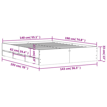 Giroletto con Cassetti Rovere Fumo 140x190 cm Legno Multistrato | homemem39