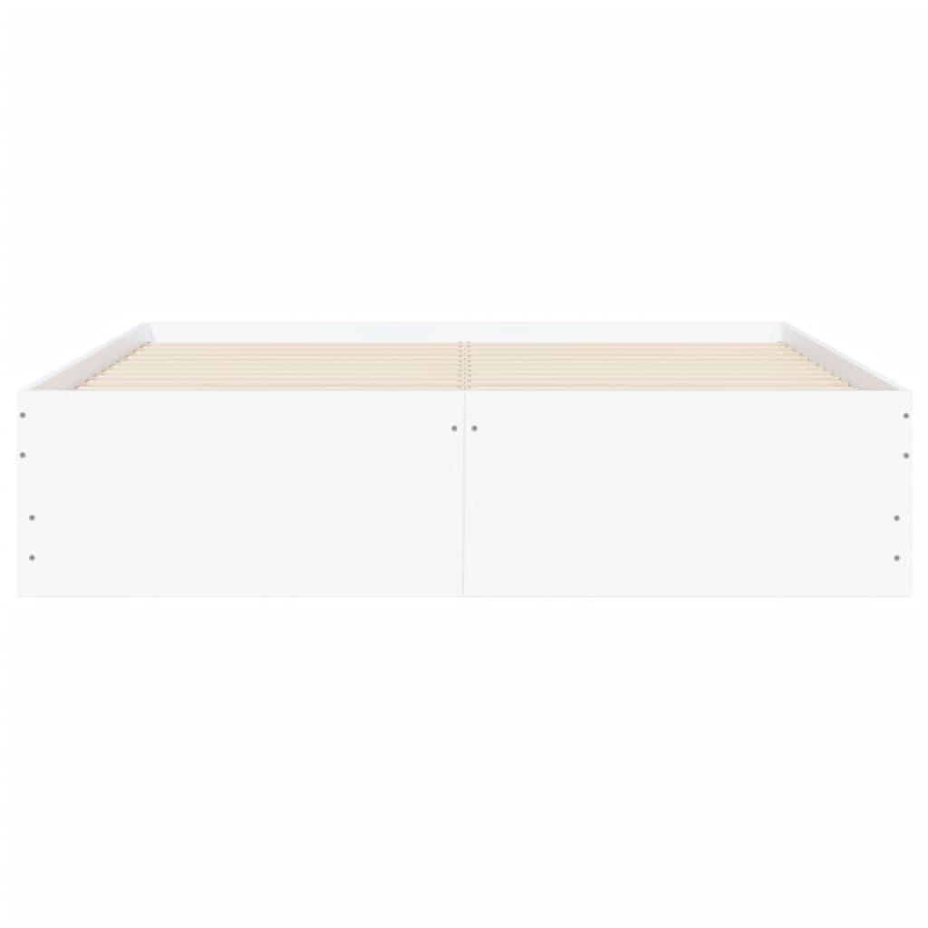 White bed frame with drawers 135x190 cm in multilayer wood