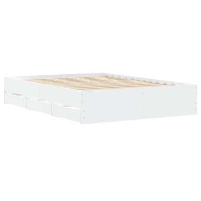 White bed frame with drawers 135x190 cm in multilayer wood