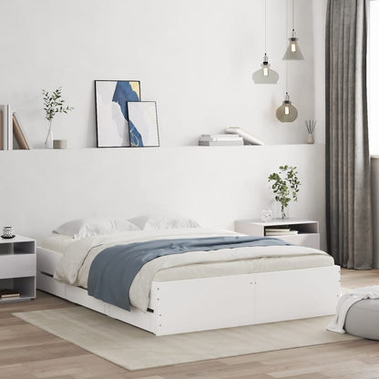 White bed frame with drawers 135x190 cm in multilayer wood