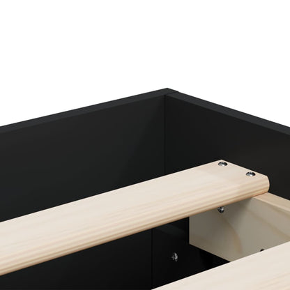 Black bed frame with drawers 135x190 cm in multilayer wood