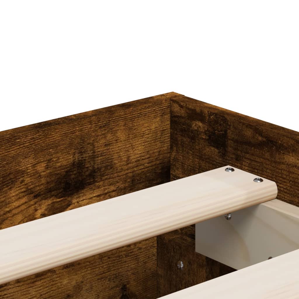 Bed frame with drawers Smoked Oak 135x190 cm Plywood