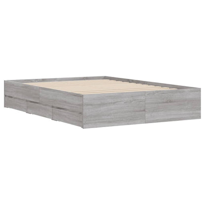 Sonoma Gray Bed Frame with Drawers 135x190 cm Plywood