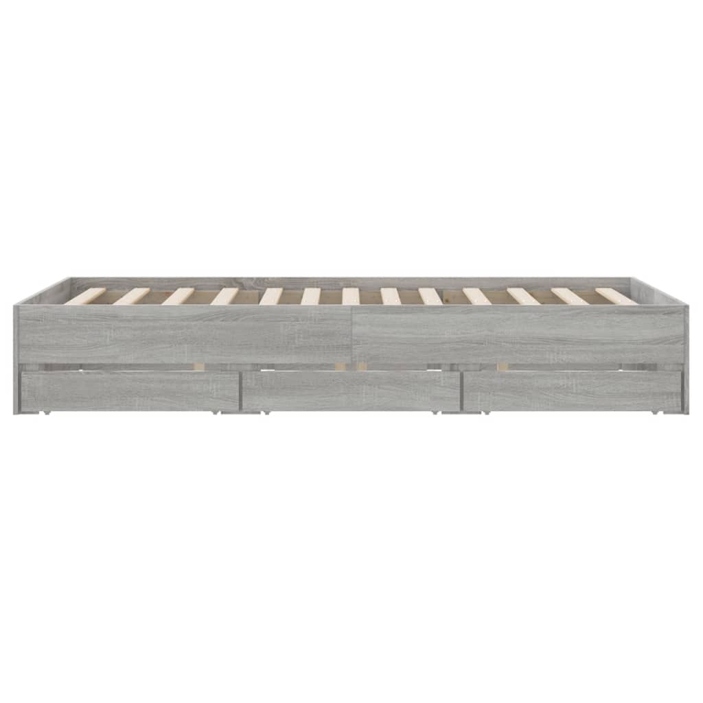 Sonoma Gray Bed Frame with Drawers 135x190 cm Plywood