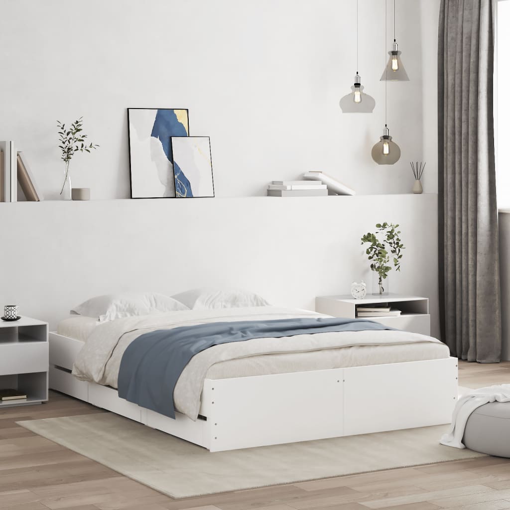 Giroletto con Cassetti Bianco 120x190 cm in Legno Multistrato | homemem39