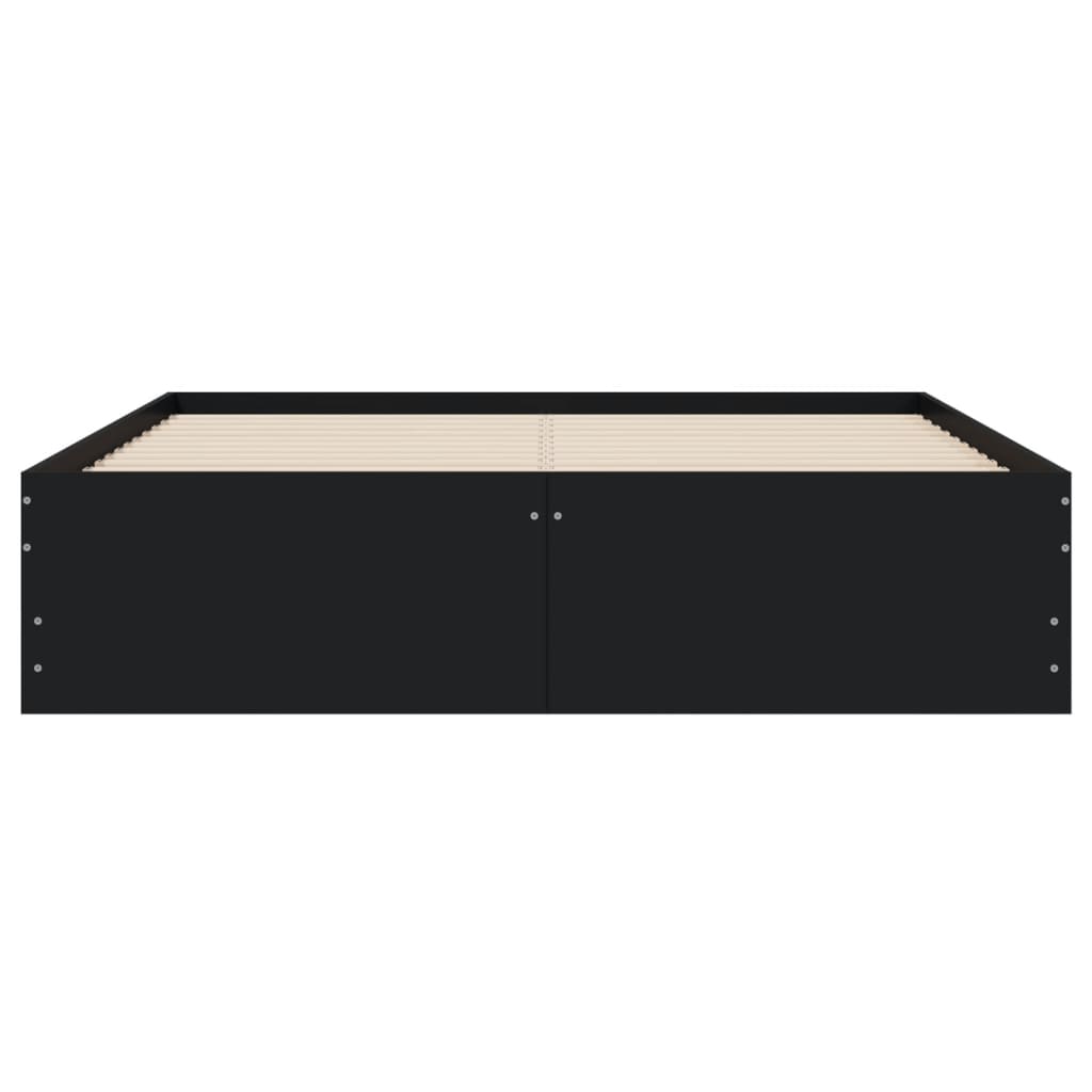 Giroletto con Cassetti Nero 120x190 cm in Legno Multistrato