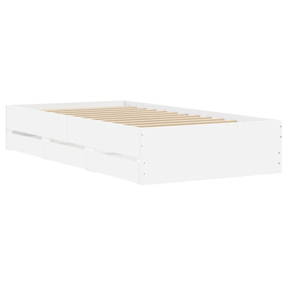 White bed frame with drawers 90x190 cm in multilayer wood