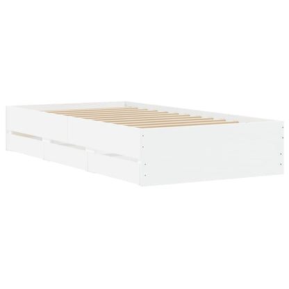 White bed frame with drawers 90x190 cm in multilayer wood