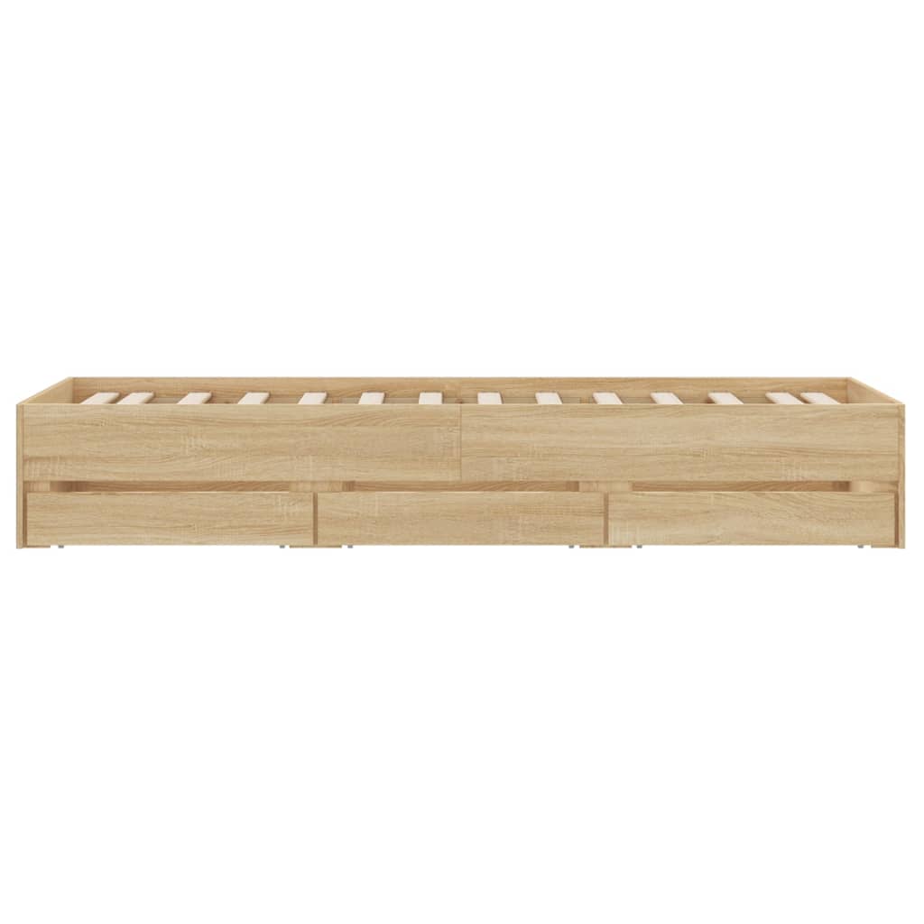 Bed frame with drawers Sonoma oak 90x190 cm plywood