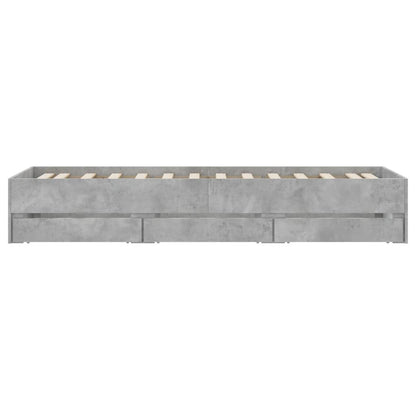 Cement Gray Bed Frame with Drawers 90x190 cm Plywood