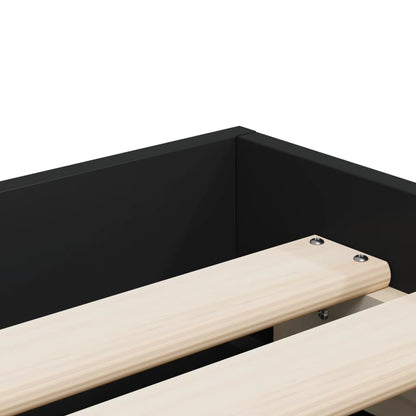 Black bed frame with drawers 75x190 cm in multilayer wood