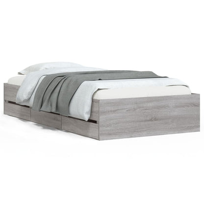 Sonoma Gray Bed Frame with Drawers 75x190 cm Plywood