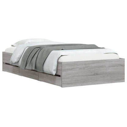 Sonoma Gray Bed Frame with Drawers 75x190 cm Plywood