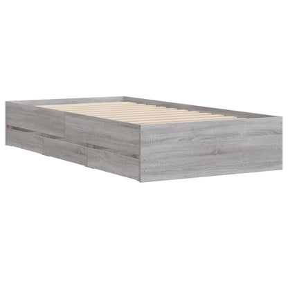 Sonoma Gray Bed Frame with Drawers 75x190 cm Plywood