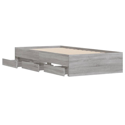 Sonoma Gray Bed Frame with Drawers 75x190 cm Plywood