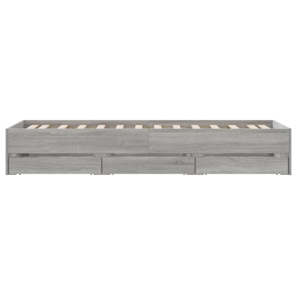 Sonoma Gray Bed Frame with Drawers 75x190 cm Plywood