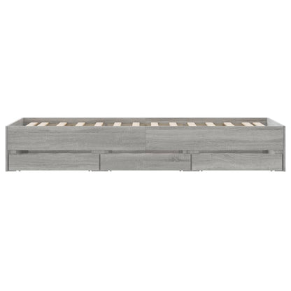 Sonoma Gray Bed Frame with Drawers 75x190 cm Plywood