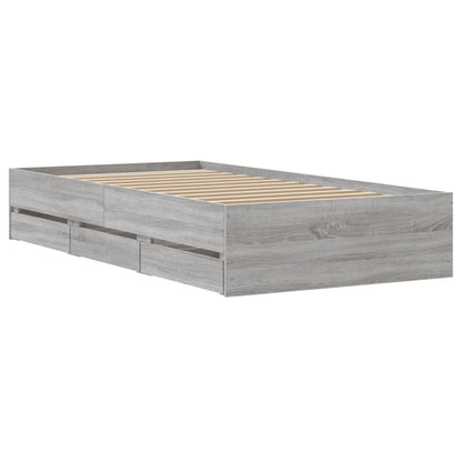 Sonoma Gray Bed Frame with Drawers 75x190 cm Plywood