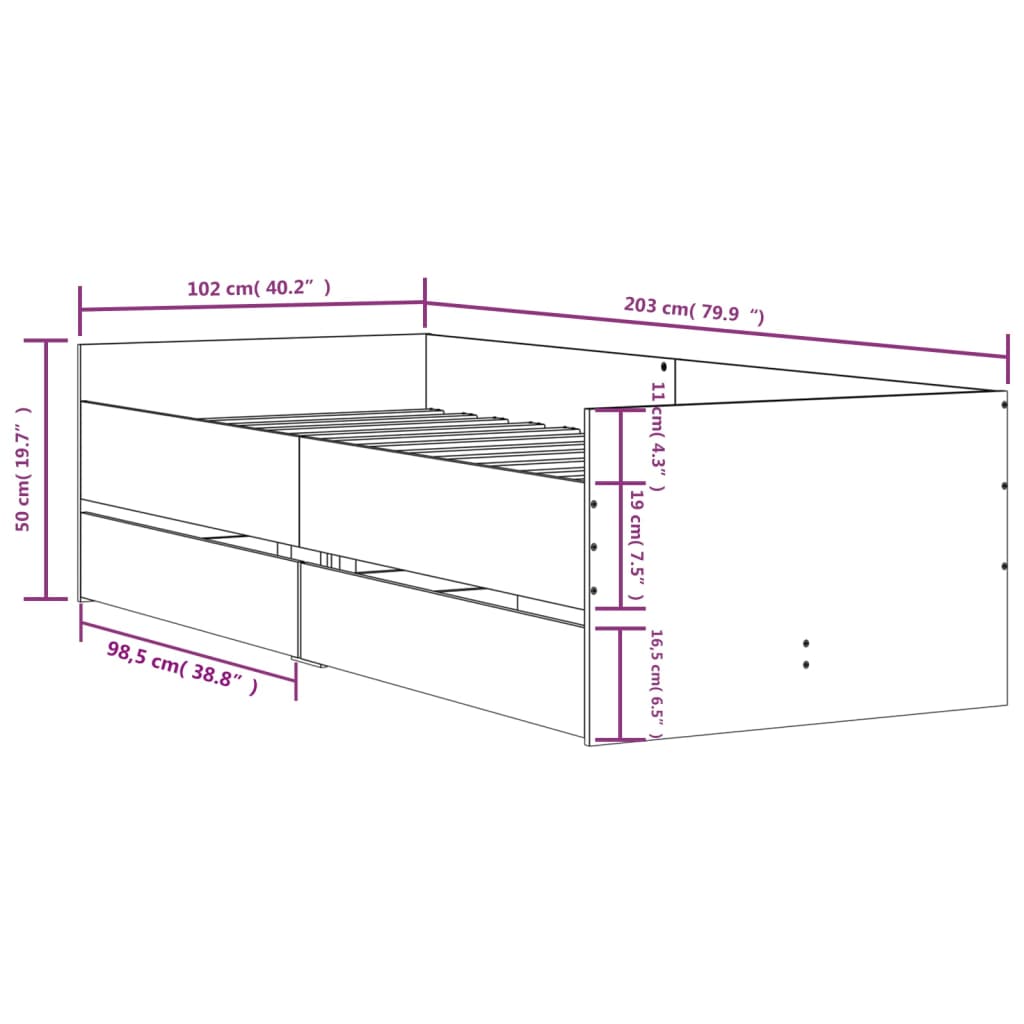 Giroletto con Cassetti Bianco 100x200 cm | homemem39