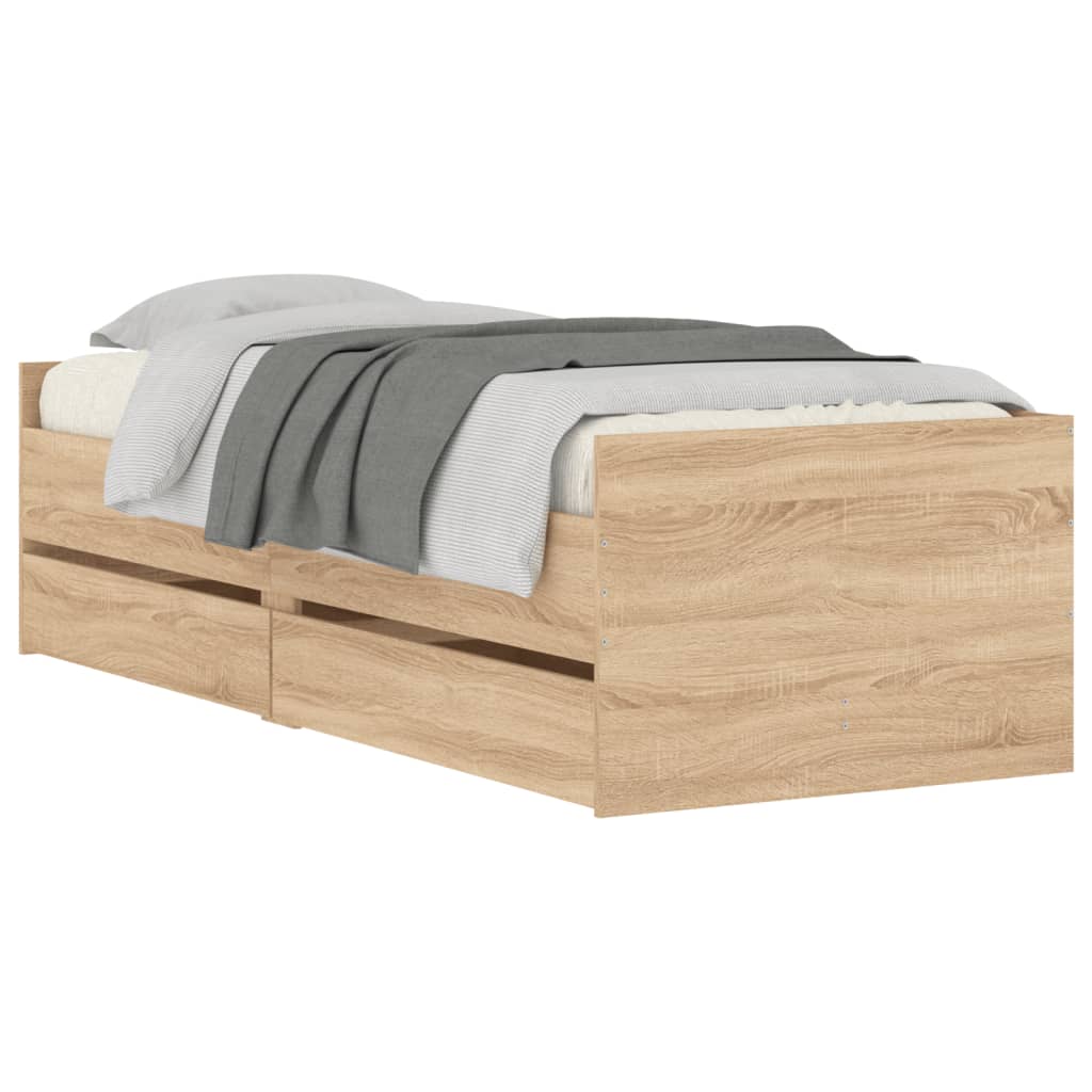 Bed frame with drawers Sonoma Oak 90x190 cm