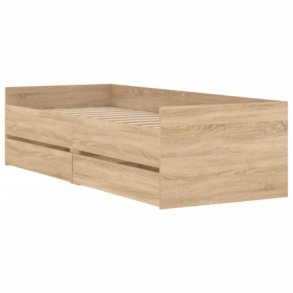 Bed frame with drawers Sonoma Oak 90x190 cm