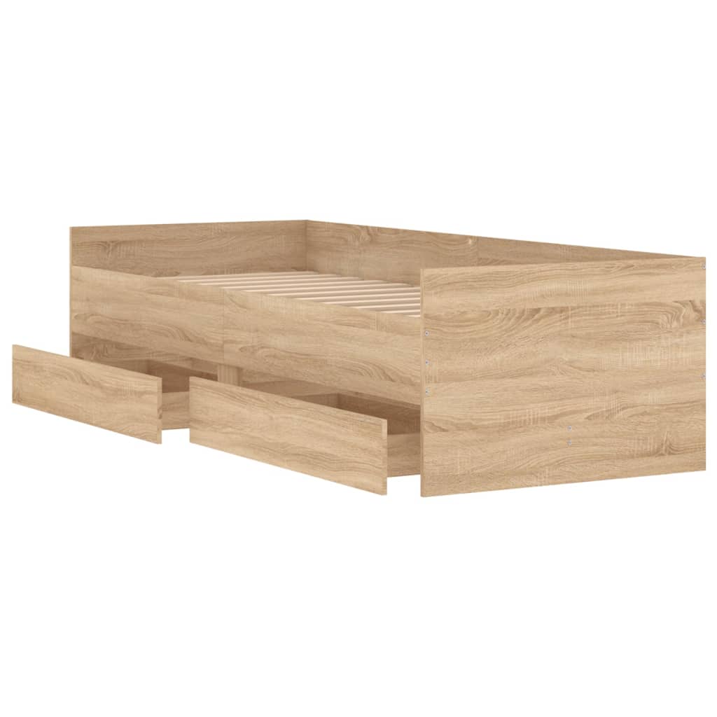 Bed frame with drawers Sonoma Oak 90x190 cm