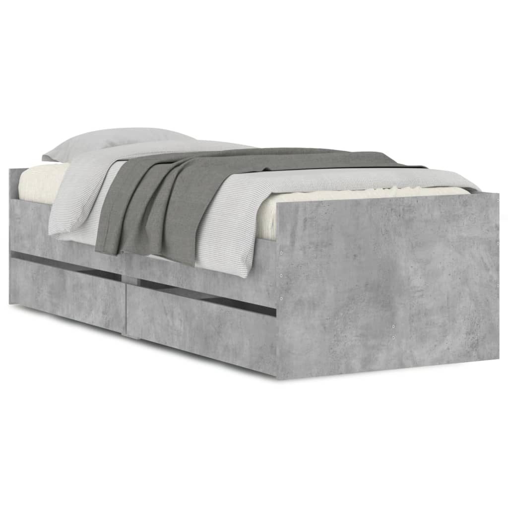 Bed frame with drawers Cement Gray 90x190 cm