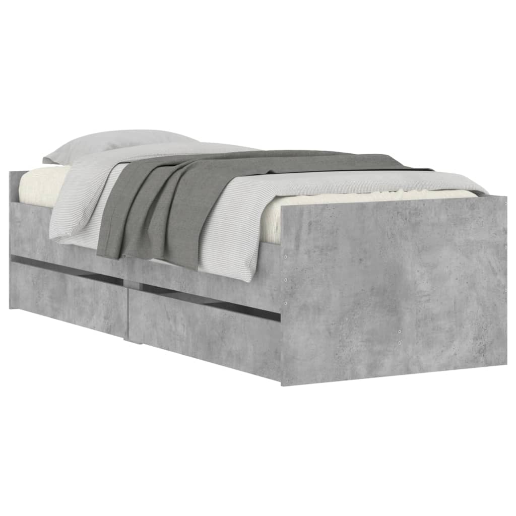 Bed frame with drawers Cement Gray 90x190 cm