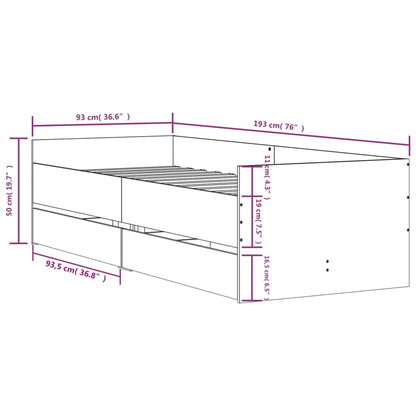 Bed frame with drawers Cement Gray 90x190 cm