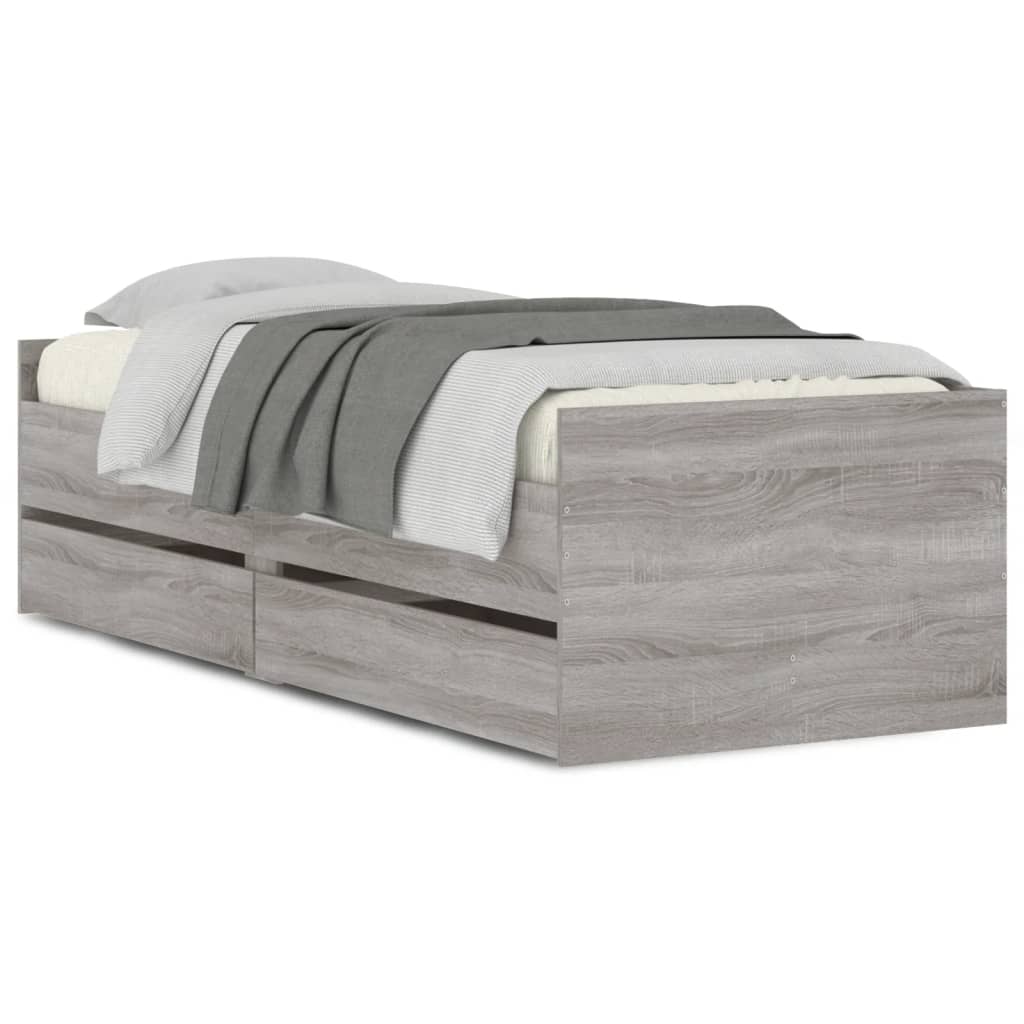 Bed frame with drawers Sonoma Gray 90x190 cm