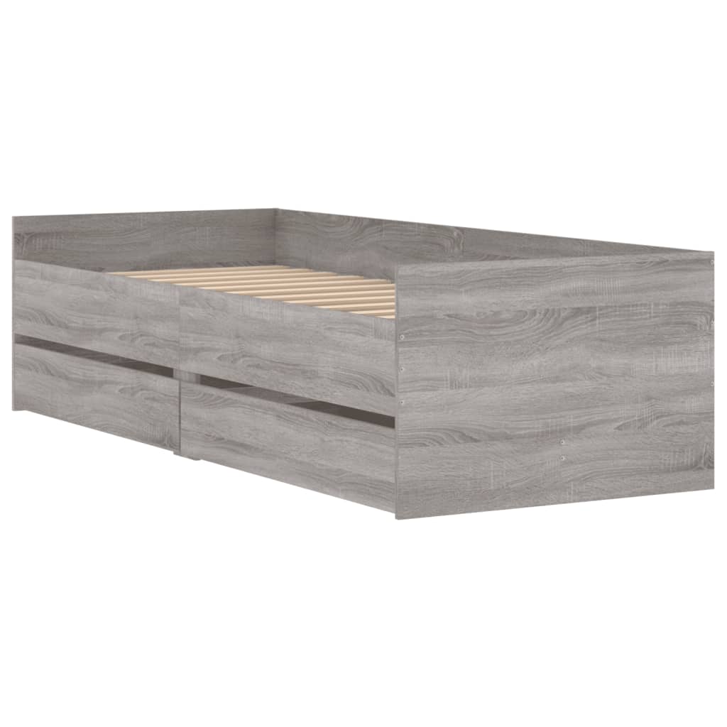 Bed frame with drawers Sonoma Gray 90x190 cm