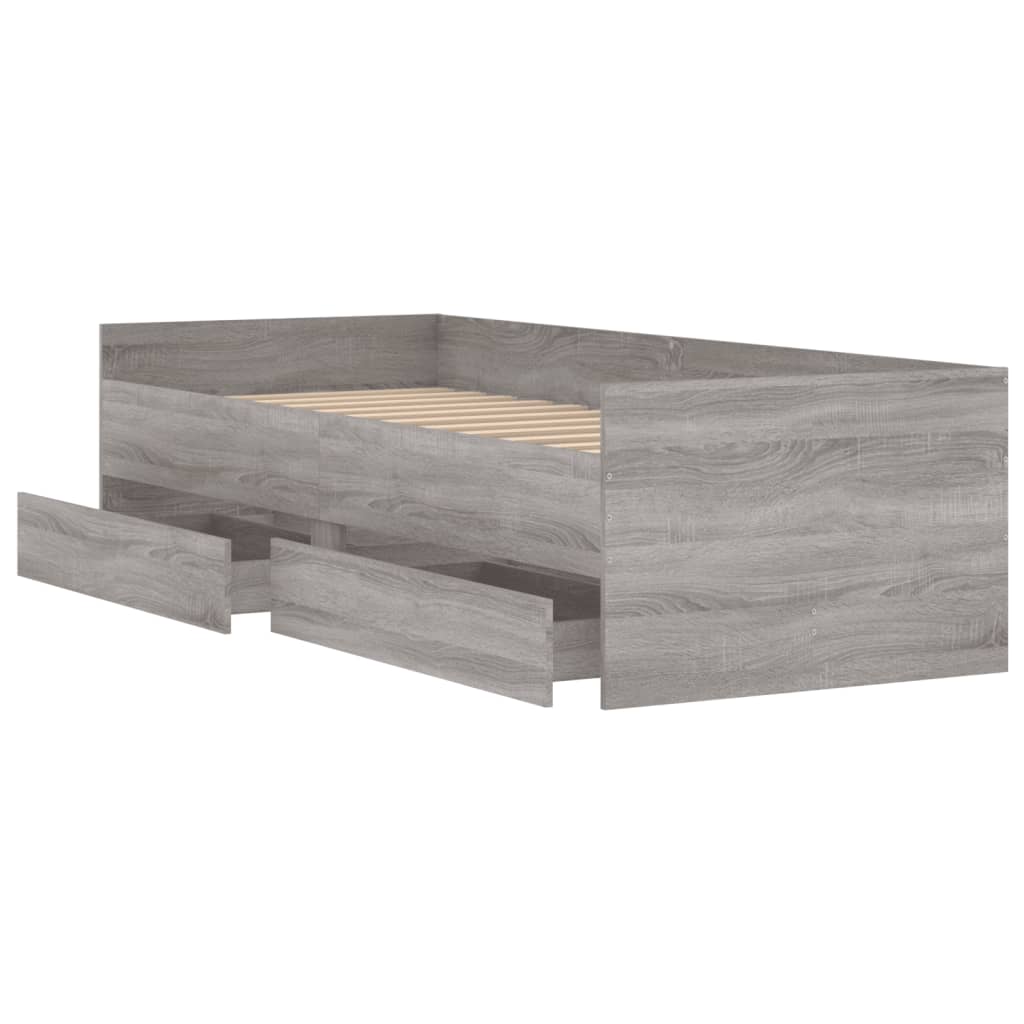 Bed frame with drawers Sonoma Gray 90x190 cm